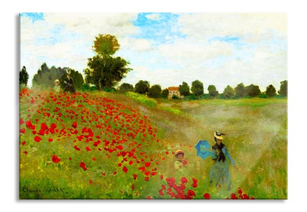 Claude Monet - Felder um Argenteuil, Glasbild Angebot
